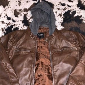 GUESS Mens Size XXL Faux Leather Layered Jacket